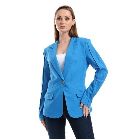 NEW Kettlewell X Prue Leith Blazer Medium Blue Cotton Jacket Pockets Portugal - Picture 1 of 10